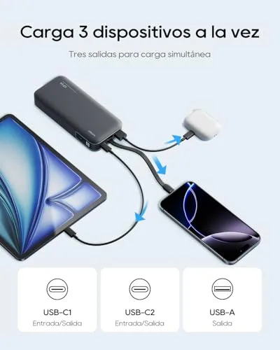 CUKTECH ▫️ Power Bank 20000mAh Bateria Externa Carregamento Rápido 40W Cabo USB-C Integrado PD3.0 Carregador Portátil com LED Compatível com iPhone 17/16/15, Samsung S24/S25, Xiaomi, iPad 4