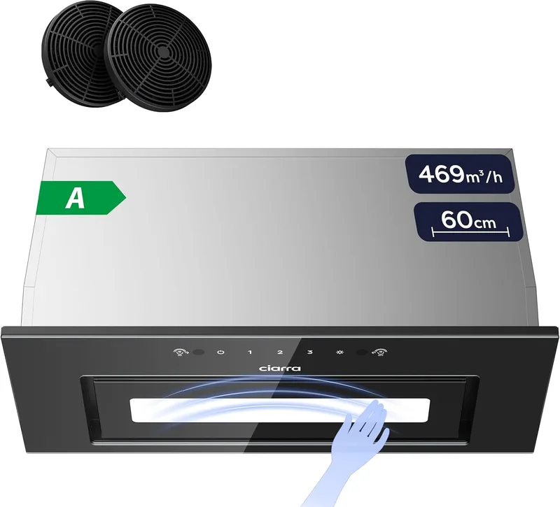 CIARRA ▫️ CBCB6931B Exaustor de cozinha 59 dB 60 cm Com controlo por gestos