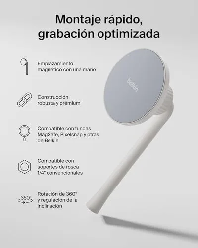 Belkin ▫️ Kit Stage Creator para criação de conteúdos com tripé, suporte magnético para telemóvel e dois microfones sem fios, kit de vlogging, pacote de gravação de vídeo, TikTok, YouTube e Instagram 3