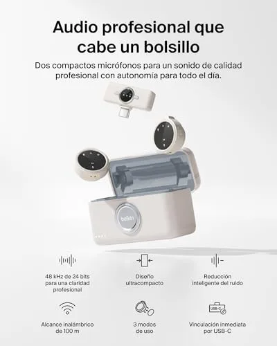 Belkin ▫️ Kit Stage Creator para criação de conteúdos com tripé, suporte magnético para telemóvel e dois microfones sem fios, kit de vlogging, pacote de gravação de vídeo, TikTok, YouTube e Instagram 4
