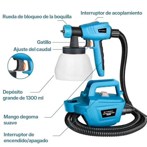 TILSWALL ▫️ Pistola de pintura 800 W, HVLP, 1200 ml/min, pistola de pintura elétrica 6