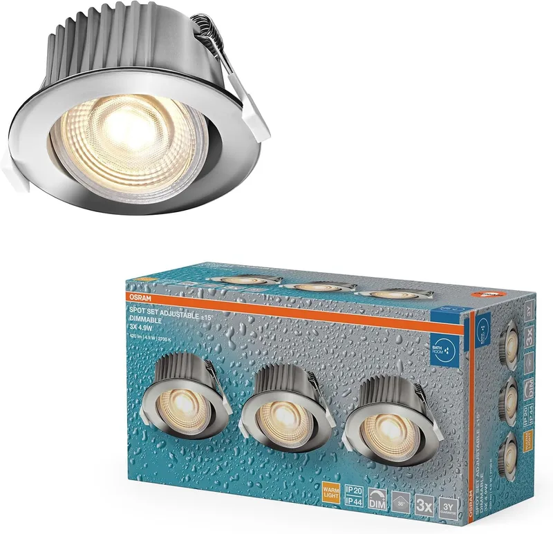 OSRAM ▫️ Lâmpada LED embutível Spot Set DIM IP44 4,9 W Cromo