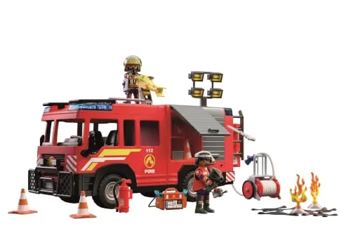 PLAYMOBIL ▫️ City Action | Veículo de Resgate dos Bombeiros | Veículo de Emergência com luz, som, canhão de extinção e acessórios | A partir dos 4 anos | 72193 6