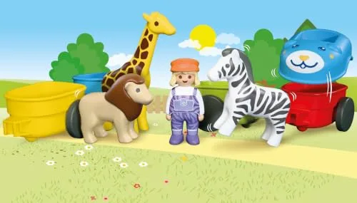 PLAYMOBIL ▫️ Junior | Comboio dos Animais | Comboio colorido com animais, 4 vagões e cabina do maquinista | para crianças a partir dos 4 anos | 72084 3