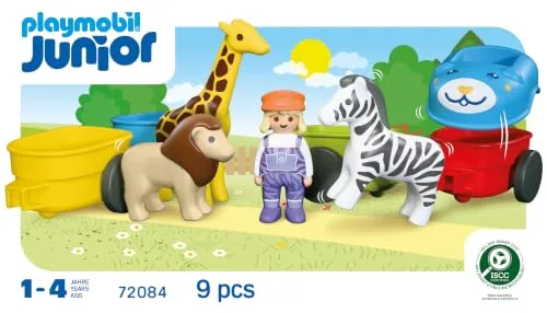 PLAYMOBIL ▫️ Junior | Comboio dos Animais | Comboio colorido com animais, 4 vagões e cabina do maquinista | para crianças a partir dos 4 anos | 72084 5