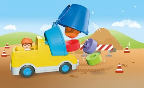 PLAYMOBIL ▫️ Junior | Betoneira | Veículo de obra colorido com tambor amovível e blocos encaixáveis | para crianças a partir dos 4 anos | 72083 3