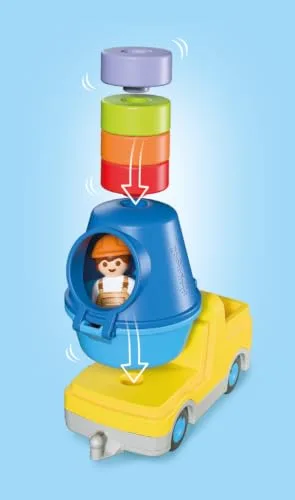 PLAYMOBIL ▫️ Junior | Betoneira | Veículo de obra colorido com tambor amovível e blocos encaixáveis | para crianças a partir dos 4 anos | 72083 4