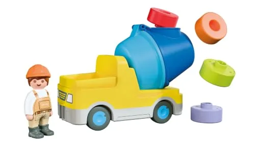 PLAYMOBIL ▫️ Junior | Betoneira | Veículo de obra colorido com tambor amovível e blocos encaixáveis | para crianças a partir dos 4 anos | 72083 5