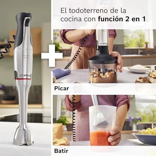 Bosch ▫️ Batedeira manual, série ErgoMaster 8, motor de 1 500 watts, regulação intuitiva da velocidade, lâmina com 6 lâminas, acessórios incluídos, aço inoxidável, MSM8M930 3