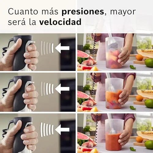 Bosch ▫️ Batedeira manual, série ErgoMaster 8, motor de 1 500 watts, regulação intuitiva da velocidade, lâmina com 6 lâminas, acessórios incluídos, aço inoxidável, MSM8M930 6