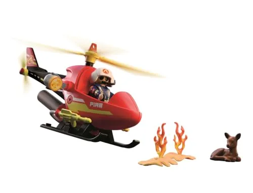 PLAYMOBIL ▫️ City Action | Helicóptero dos Bombeiros | Helicóptero de Emergência com função de jato de água, piloto e acessórios de resgate | para crianças a partir dos 4 anos | 72196 4