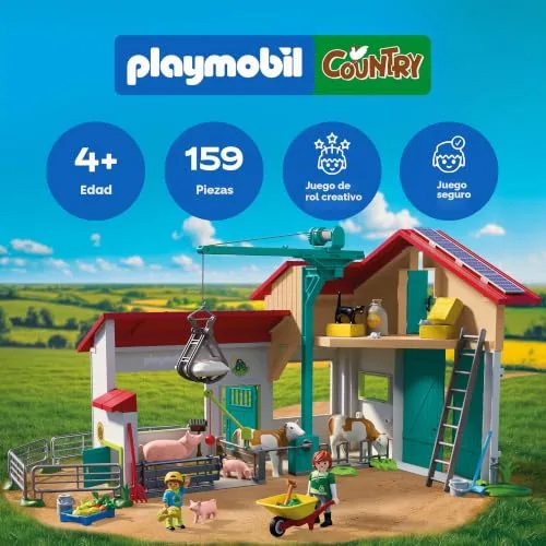 PLAYMOBIL ▫️ Country | Grande Quinta | Conjunto de brinquedos com grua de carga, estábulos, vários animais e muitos acessórios | para crianças a partir dos 4 anos | 72160 2