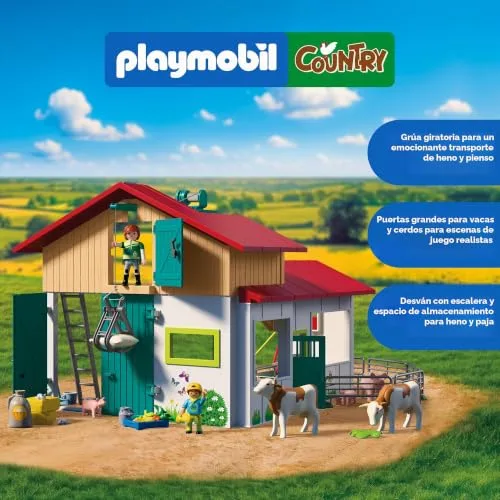 PLAYMOBIL ▫️ Country | Grande Quinta | Conjunto de brinquedos com grua de carga, estábulos, vários animais e muitos acessórios | para crianças a partir dos 4 anos | 72160 3