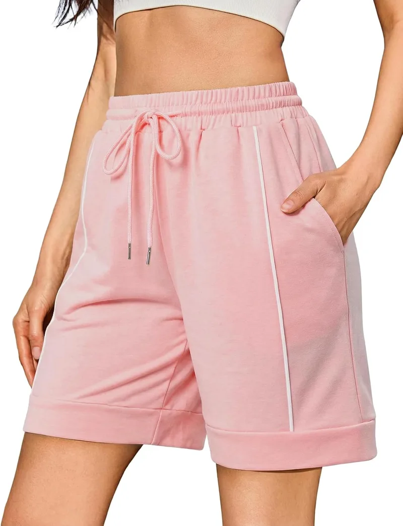 Litherday ▫️ Calções de verão para Mulher Calções de verão de Algodão Calções de Desporto com Bolsos Grandes e Cintura Elástica para Ioga Corrida em Casa S-XXL