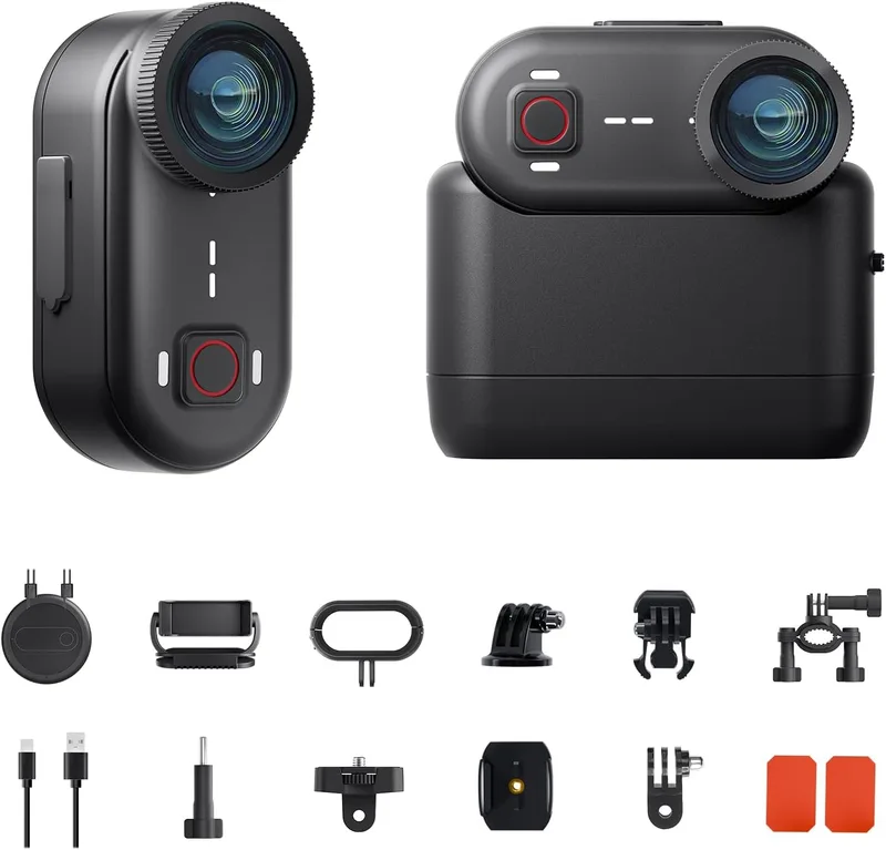 Apexcam ▫️ K80 – Pequena câmara desportiva com 64 GB, 4K, Wi-Fi, câmara portátil para vlogging com EIS, câmara subaquática à prova de água de 10 m com gravação em loop e módulo de expansão de 1300 mAh