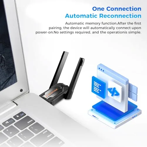 Quevati ▫️ Adaptador Bluetooth 6.0 para PC, USB de longo alcance, Plug and Play, para computador de secretária, portátil e PC 6