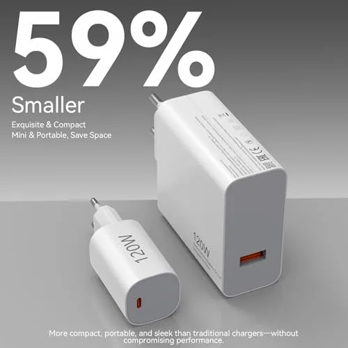 Ruilezyo ▫️ Carregador USB-C de 120 W para Xiaomi 14T Pro, 15T Pro, 15 Ultra, 15T, Poco F8 Pro, X7 Pro, F7 Ultra e F6; adaptador de corrente GaN de 120 W Turbo Hyper Charger para Redmi Note 14 Pro+ e 13✓ 4