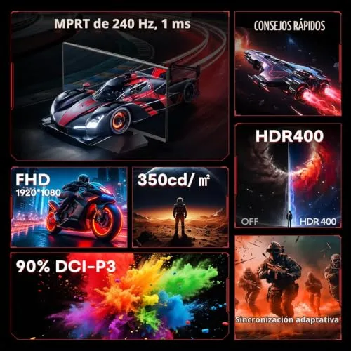 HKC ▫️ Monitor para jogos de 27 polegadas, 240 Hz, IPS rápido, FHD, 1 ms MPRT 2