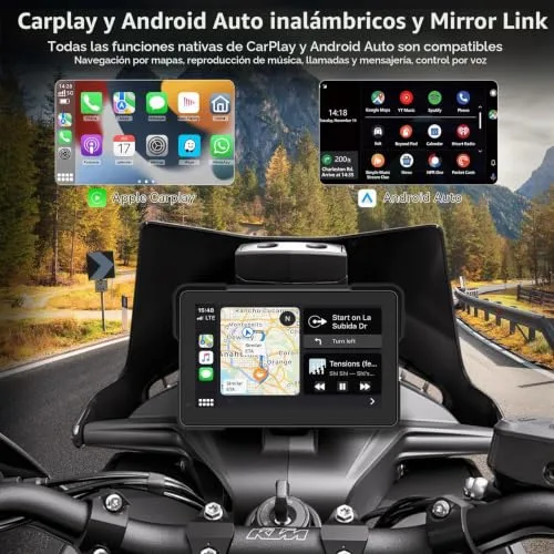 Sceirplx ▫️ Ecrã CarPlay Moto de 7", IPX67, Android Auto e CarPlay, compatível com TPMS 2