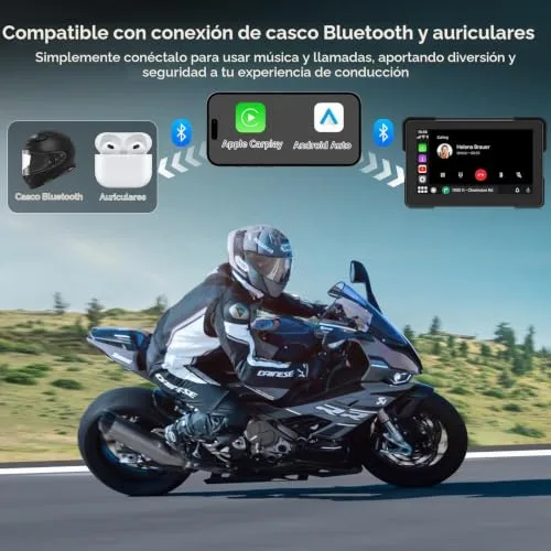 Sceirplx ▫️ Ecrã CarPlay Moto de 7", IPX67, Android Auto e CarPlay, compatível com TPMS 3