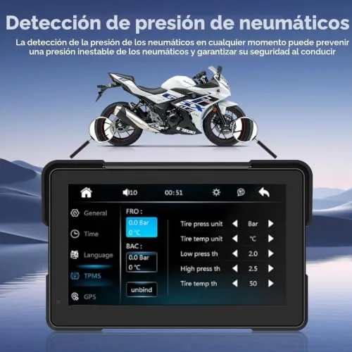 Sceirplx ▫️ Ecrã CarPlay Moto de 7", IPX67, Android Auto e CarPlay, compatível com TPMS 5