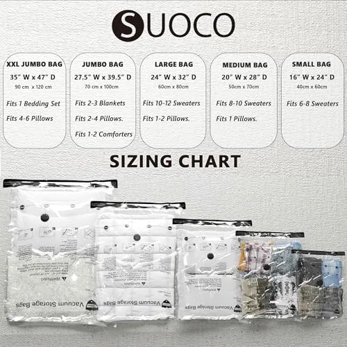 SUOCO ▫️ sacos de vácuo para roupa com bomba, 36 conjuntos 3