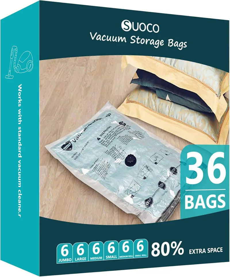 SUOCO ▫️ sacos de vácuo para roupa com bomba, 36 conjuntos