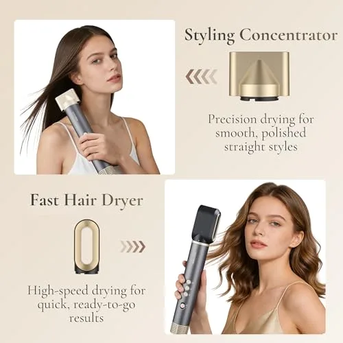 BARBERBOSS ▫️ «tudo em um»: secador de cabelo profissional, rápido, anti-frizz, com tecnologia de iões negativos, volume, modelador de caracóis, ferramenta de penteado de alta velocidade, QR-8820 6