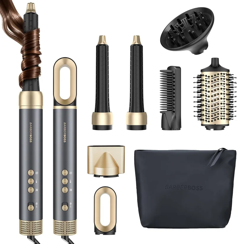 BARBERBOSS ▫️ «tudo em um»: secador de cabelo profissional, rápido, anti-frizz, com tecnologia de iões negativos, volume, modelador de caracóis, ferramenta de penteado de alta velocidade, QR-8820