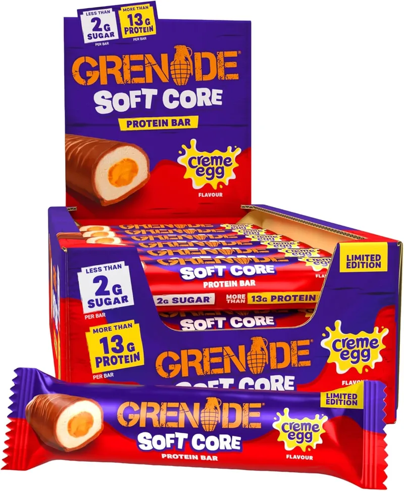 GRENADE ▫️ Protein Bar Limited Edition Creme Egg Soft Flavour with Soft Centre - Alta Proteína, Baixo Teor de Açúcar, 18 x 45 g