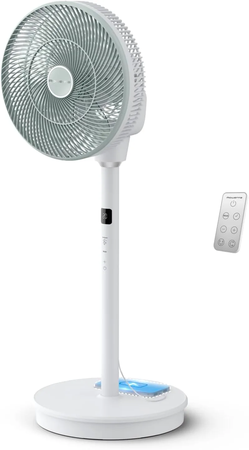 Rowenta ▫️ Turbo Silence Compact 3D Nomad, ventoinha de chão 3 em 1, utilização com ou sem fios, silenciosa, 3 alturas, 20 velocidades, 3 modos automáticos e temporizador de 12 horas, QV5050F0