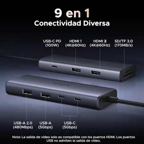 UGREEN ▫️ Revodok Pro Hub USB-C – Estação de ligação 9 em 1 com dois ecrãs 2