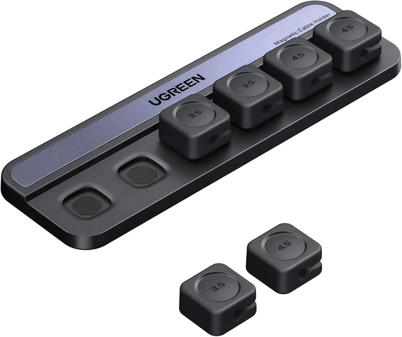 UGREEN ▫️ 6 peças de clipes magnéticos para cabos Organizador de cabos de secretária autoadesivo Sem desperdício para HDMI USB PC TV Home Office HDMI USB C Cabos USB C Lightning 3,5 mm 4,5 mm Preto