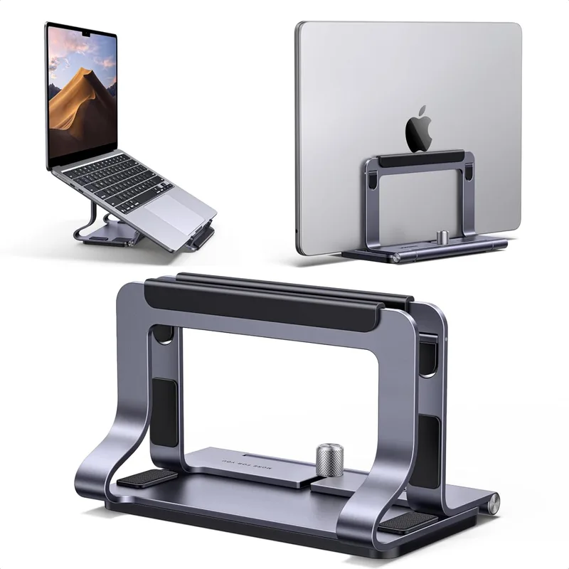 UGREEN ▫️ Suporte Vertical e Horizontal 2 em 1 para Portátil, Cinzento | Suporte ajustável em alumínio para portátil, compatível com MacBook Pro, Air, MateBook, Chromebook, Surface, DELL, HP e iPad Pro, Air, Cinzento