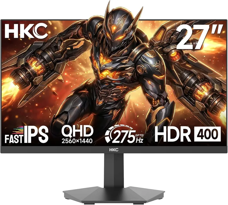 HKC ▫️ Monitor de jogos de 27 polegadas, QHD, Fast IPS, 260 Hz (OC 275 Hz), 1 ms | HDR400, 95% DCI-P3, Adaptive Sync, 2× HDMI 2.0, DisplayPort 1.4, VESA 100×100, Tecnologia Eye-Care