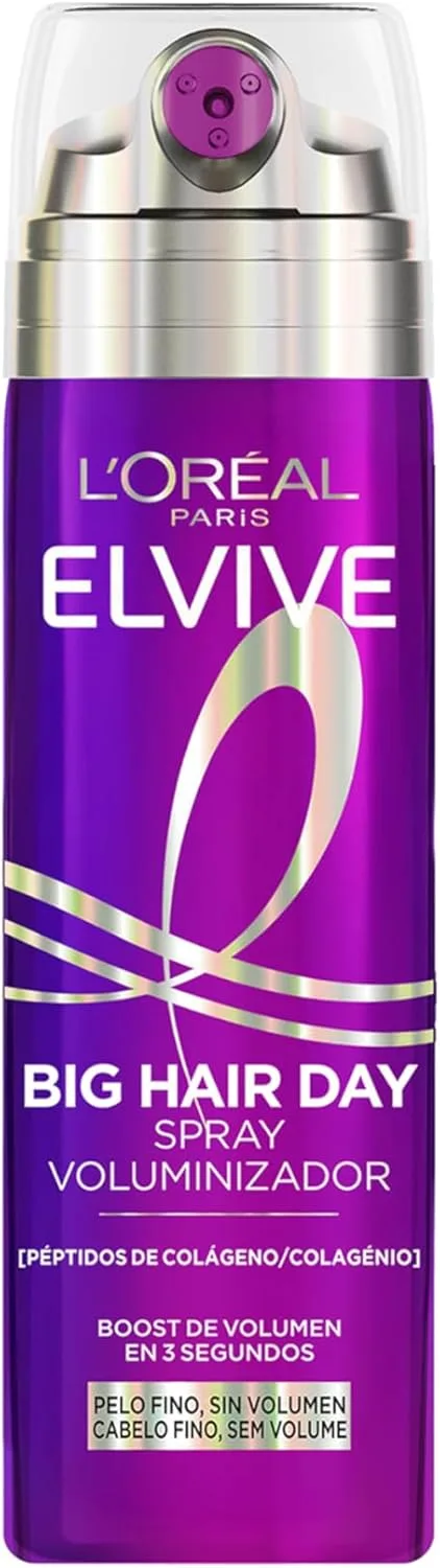 L'Oreal Paris ▫️ L'Oréal Paris Elvive Big Hair Day Spray de Volume Refrescante, Aumento de Volume em 3 Segundos, Elevação das Raízes, Para Cabelo Fino, Sem Volume, Elevador de Colagénio, 200ml