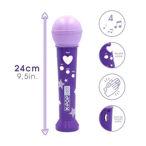 K-POP IDOL ▫️ Brinquedo musical «» – Microfone inspirado no K-Pop com gravação de voz e sons integrados para uma experiência de atuação realista. Para fãs a partir dos 3 anos de idade 3