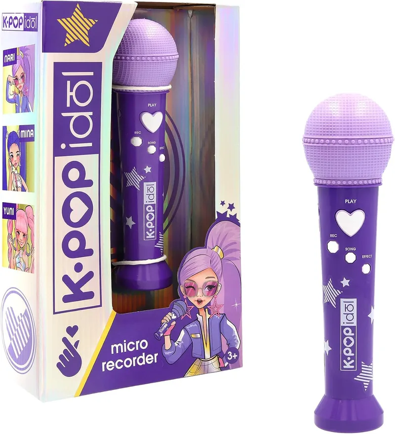 K-POP IDOL ▫️ Brinquedo musical «» – Microfone inspirado no K-Pop com gravação de voz e sons integrados para uma experiência de atuação realista. Para fãs a partir dos 3 anos de idade
