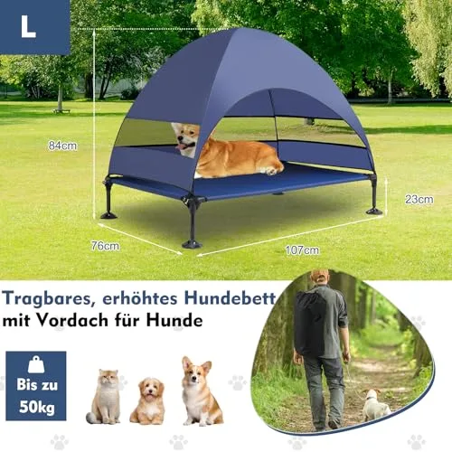 Snagle Paw ▫️ Espreguiçadeira para cães de alto desempenho com cobertura (azul-marinho, 106 x 76 x 84 cm) 6