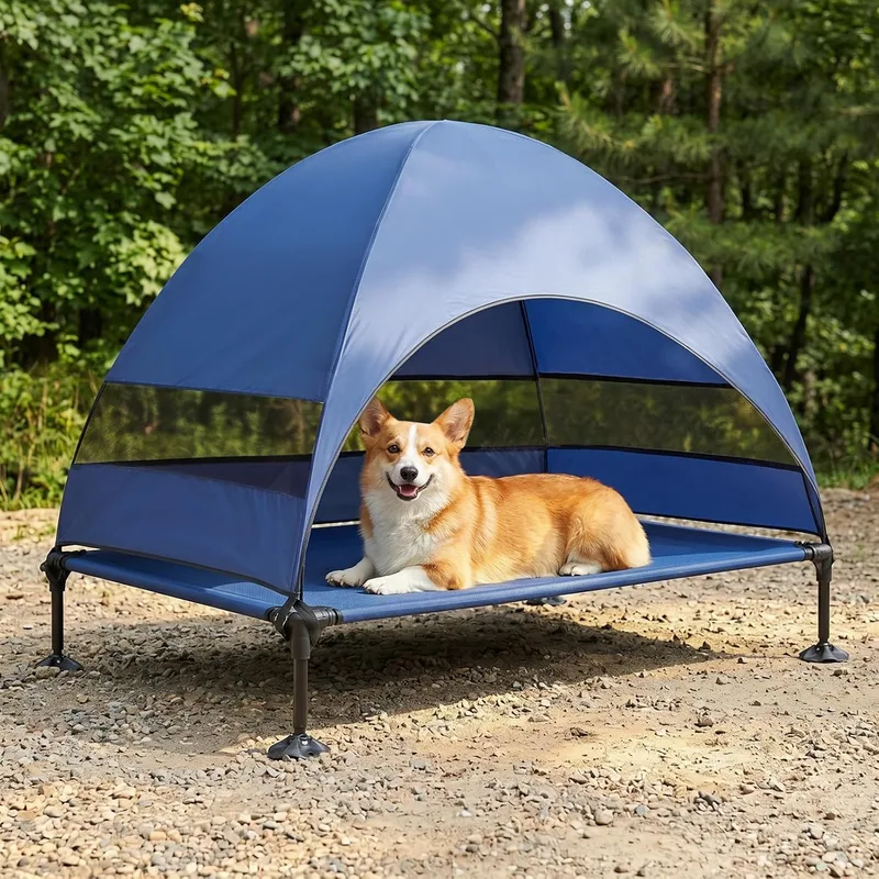 Snagle Paw ▫️ Espreguiçadeira para cães de alto desempenho com cobertura (azul-marinho, 106 x 76 x 84 cm)