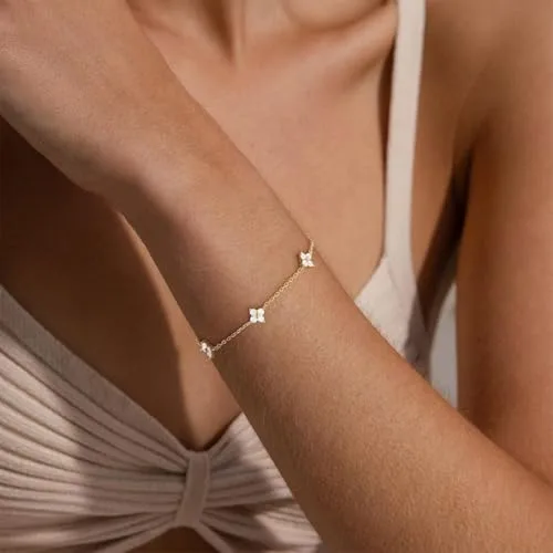 PEVRUAY ▫️ Pulseiras para mulher, pulseira de prata 925 com zircónia brilhante, pulseiras deslizantes com corrente ajustável, joalharia nupcial para casamento, joias para oferecer às mulheres e às meninas no Dia da Mãe 3