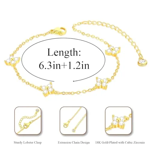 PEVRUAY ▫️ Pulseiras para mulher, pulseira de prata 925 com zircónia brilhante, pulseiras deslizantes com corrente ajustável, joalharia nupcial para casamento, joias para oferecer às mulheres e às meninas no Dia da Mãe 4