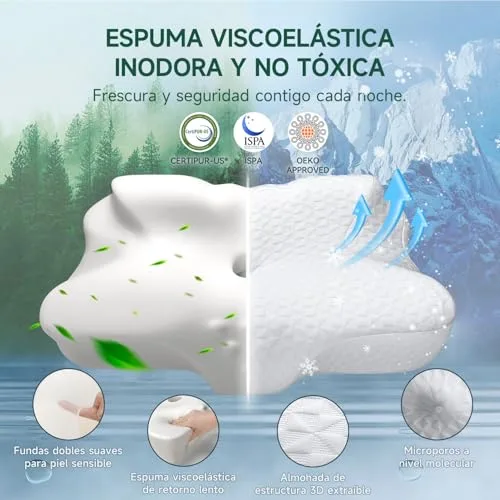 TESQ ▫️ Almofada cervical ergonómica 2 em 1 60 x 40 x 9 cm 4