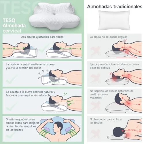 TESQ ▫️ Almofada cervical ergonómica 2 em 1 60 x 40 x 9 cm 5