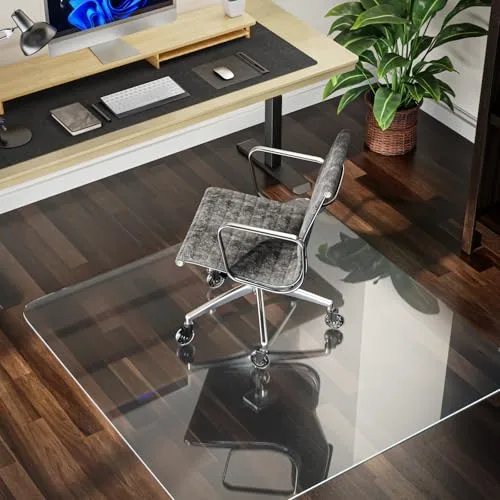 COSYLAND ▫️ Protetor de chão para cadeira com rodas, tapete transparente de alta transparência 100 x 120 cm - 01, tapete de PVC liso para escritório, parquet, secretária ou gaming, resistente a riscos e duradouro 2