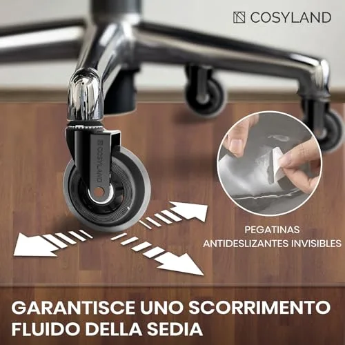 COSYLAND ▫️ Protetor de chão para cadeira com rodas, tapete transparente de alta transparência 100 x 120 cm - 01, tapete de PVC liso para escritório, parquet, secretária ou gaming, resistente a riscos e duradouro 6