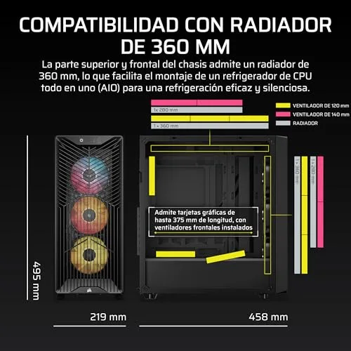 Corsair ▫️ 3200D RS Caixa para PC Semitorre ARGB – Preto 3