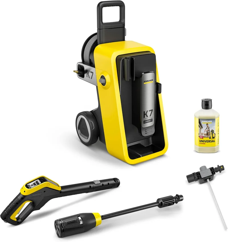 KÄRCHER ▫️ Hidrolavadora K 7 Comfort Premium Connect, pressão: máx. 180 bar, caudal: 600 l/h, área: 60 m²/h, mangueira de alta pressão, carretel para mangueira, controlo através da aplicação