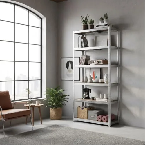 Relaxdays ▫️ Estante para cargas pesadas, 5 níveis, 180 x 100 x 40 cm, até 875 kg, cave/garagem, aço, prateada 4