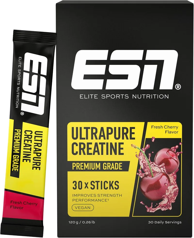 ESN ▫️ Ultrapure Creatina Monohidratada em Sticks, Cereja Fresca, 30 saquinhos